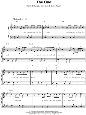 The One by Elton John - Sheet Music