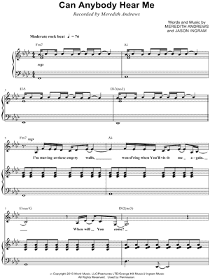 Can Anybody Hear Me by Meredith Andrews - Sheet Music