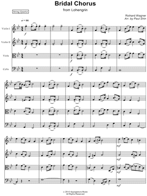 Bridal Chorus - String Quartet Score