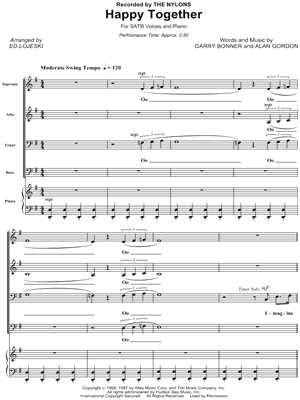 Happy Together by The Nylons - Sheet Music