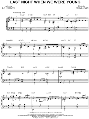 Last Night When We Were Young by Harold Arlen - Sheet Music