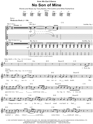 No Son of Mine by Genesis - Sheet Music