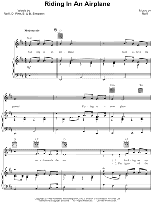 Riding In An Airplane by Raffi - Sheet Music