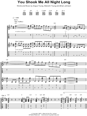 You Shook Me All Night Long by AC/DC - Sheet Music