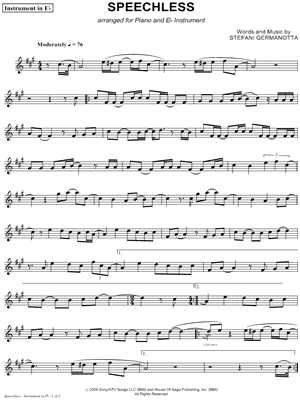 Speechless - Eb Instrument