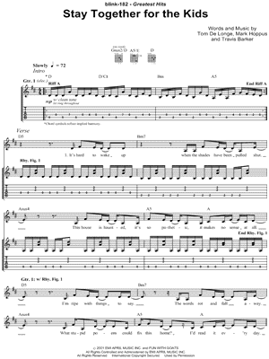 Stay Together for the Kids by blink-182 - Sheet Music