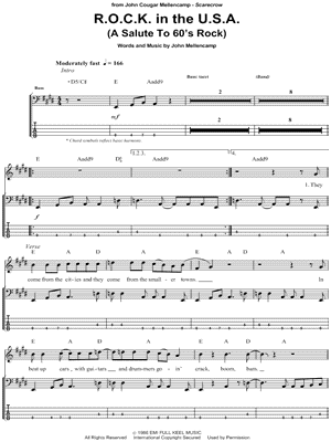 R.O.C.K. In the U.S.A. by John Mellencamp - Sheet Music