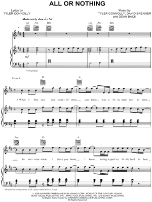 All or Nothing by Theory of a Deadman - Sheet Music
