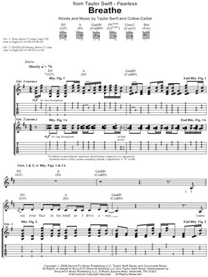 Breathe by Taylor Swift - Sheet Music
