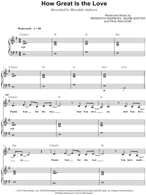 How Great Is the Love by Meredith Andrews - Sheet Music