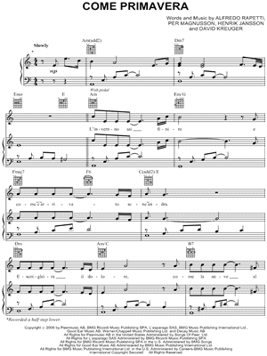 Come Primavera by Il Divo - Sheet Music