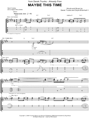 Maybe This Time by Derek Trucks - Sheet Music