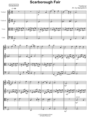 Scarborough Fair - String Quartet Score by Traditional - Sheet Music