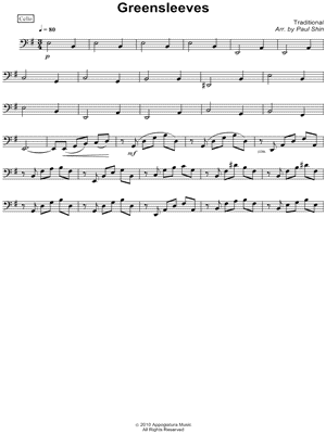 Greensleeves - Cello Part