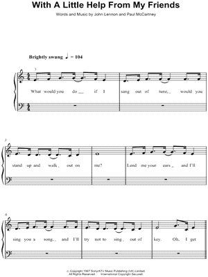 With a Little Help From My Friends by The Beatles - Sheet Music