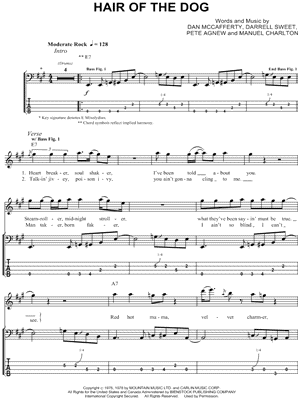 Hair of the Dog by Nazareth - Sheet Music