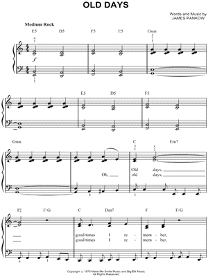 Old Days by Chicago - Sheet Music