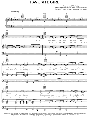 Favorite Girl by Justin Bieber - Sheet Music