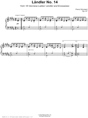 18 Viennese Ladies' Ländler and Ecossaises, Opus 67: Ländler No. 14