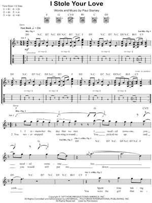 I Stole Your Love by Kiss - Sheet Music