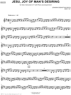 Jesu, Joy of Man's Desiring - F Instrument