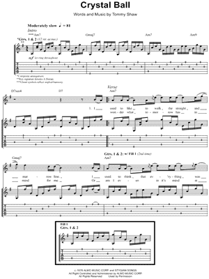 Crystal Ball by Styx - Sheet Music