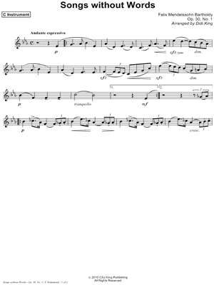 Songs Without Words - C Instrument by Felix Mendelssohn - Sheet Music