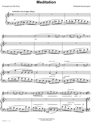 Meditation - Piano Accompaniment by Modest Petrovich Mussorgsky - Sheet Music