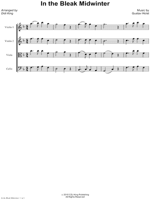 In the Bleak Midwinter - String Quartet Score