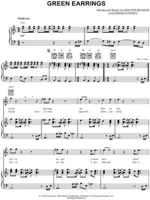 Green Earrings by Steely Dan - Sheet Music