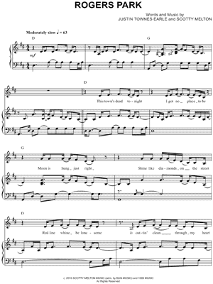 Rogers Park by Justin Townes Earle - Sheet Music