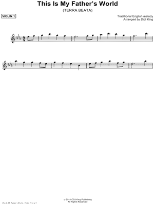 This Is My Father's World - Violin Part 1 (String Quartet) by Traditional English - Sheet Music