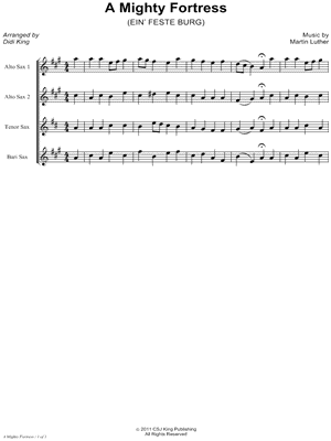 A Mighty Fortress Is Our God - Saxophone Quartet Score by Martin Luther - Sheet Music