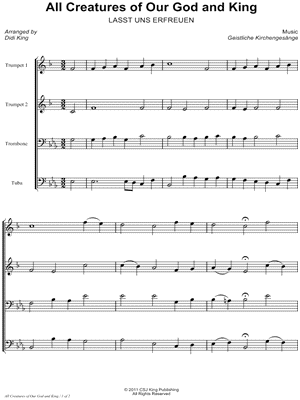 All Creatures of Our God and King - Score (Brass Quartet)