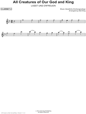 All Creatures of Our God and King - Clarinet 2 (Clarinet Quartet)