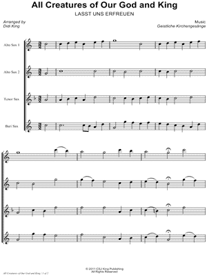 All Creatures of Our God and King - Score (Sax Quartet)