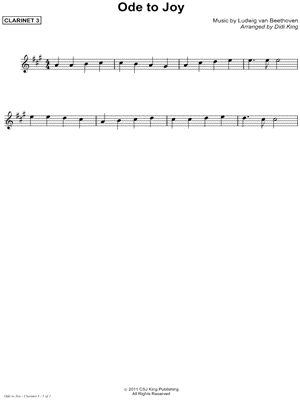 Ode To Joy - Clarinet 3 (Clarinet Quartet)
