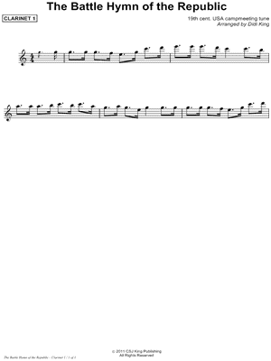 Battle Hymn of the Republic - Clarinet 1 (Clarinet Quartet)