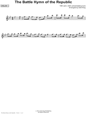 Battle Hymn of the Republic - Violin 1 (String Quartet) by William Steffe - Sheet Music