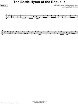 Battle Hymn of the Republic - Violin 2 (String Quartet)