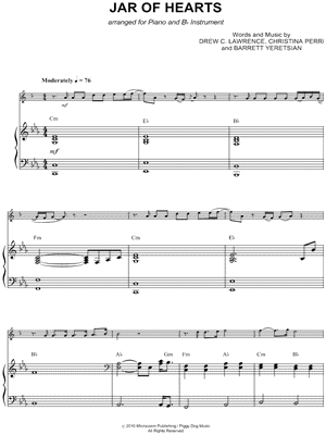 Jar of Hearts - Piano Accompaniment (Bb Instrument)