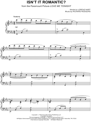Isn't It Romantic? from Love Me Tonight - Sheet Music