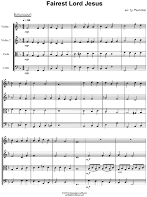 Fairest Lord Jesus - String Quartet (Score) by German Hymn - Sheet Music