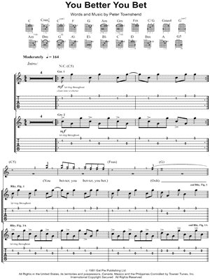 You Better You Bet by The Who - Sheet Music