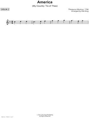 America (My Country 'Tis of Thee) - Violin Part 2 (String Quartet)
