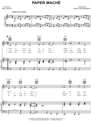 Paper Maché by Dionne Warwick - Sheet Music