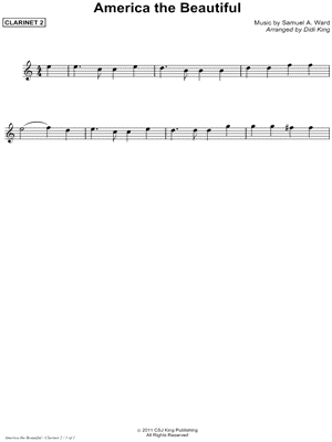 America the Beautiful - Clarinet 2 Part (Clarinet Quartet)