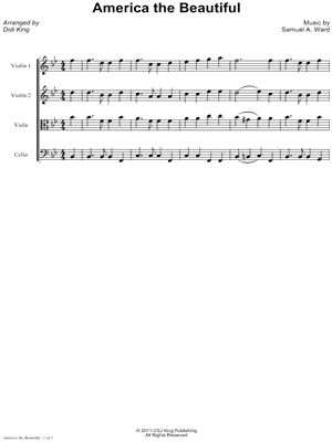 America the Beautiful - String Quartet Score