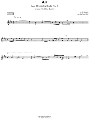 Air from Orchestral Suite No. 3 - Violin 2 (String Quartet)