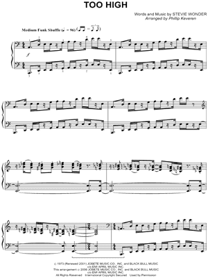 Too High by Stevie Wonder - Sheet Music